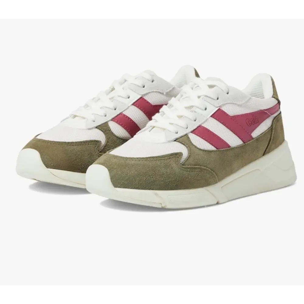 Gola Classics Women's Tempest Sneakers Off White/Khaki/Raspberry Sz 5